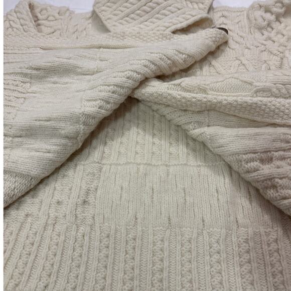 Kilronan Womens Large Knit 100% Merino Wool Ireland Wool Cardigan Shawl Chunky - Picture 4 of 9